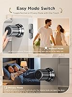 Vista 4 de TCL K1 Smart Knob, Fingerprint Door Knob with Lock, Keyless Entry Biometric Electronic knob, App Control & Code Keypad Door Lock for Bedroom