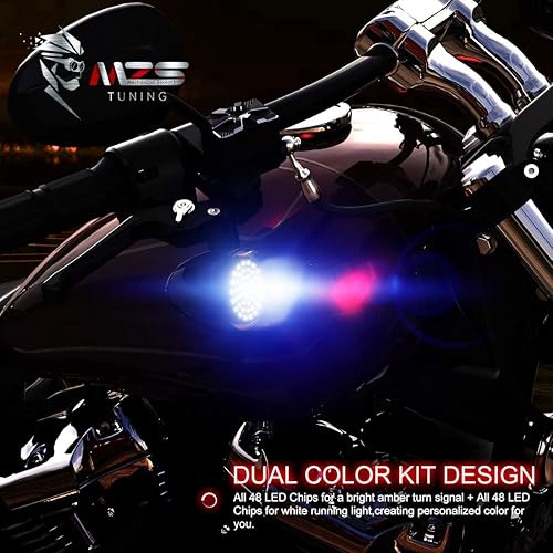 Vista 48 de MZS 1157 - Kit de luces LED para motocicleta, luces LED mejoradas, cuentas LED rojas de 2 pulgadas, estilo bala con doble color delantero o trasero