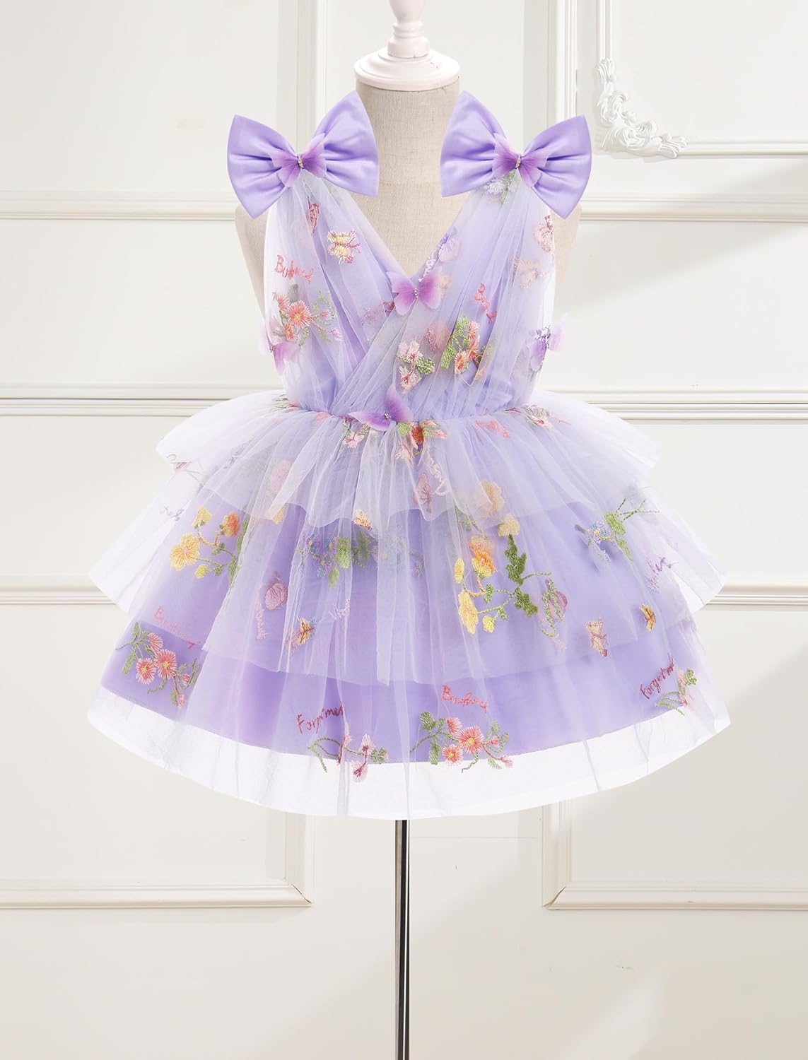 IMEKIS Toddler Girls Butterfly Birthday Dress Rainbow Tulle Formal Wedding Party Ruffle Tutu Dresses Photo Shoot - Image 5