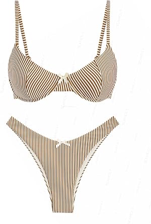 seamoly Vintage Gingham Bowknot Decor Tied Back Underwire Bikini Set