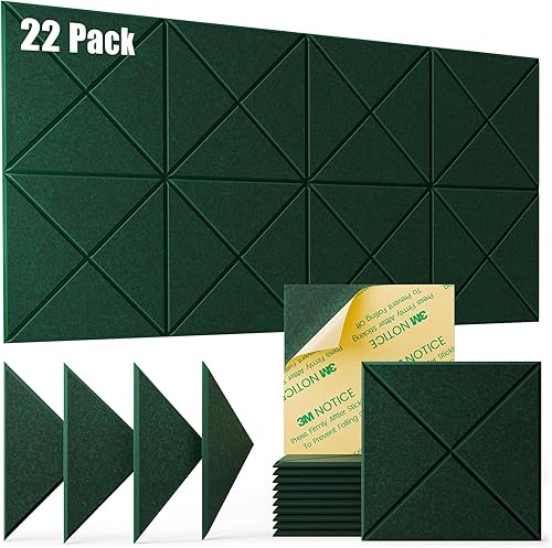 Miniatura 35 de Paquete de 22 paneles acústicos autoadhesivos, 12"X 12"X 0.4" paneles de espuma insonorizante, paneles de pared insonorizados de alta densidad,