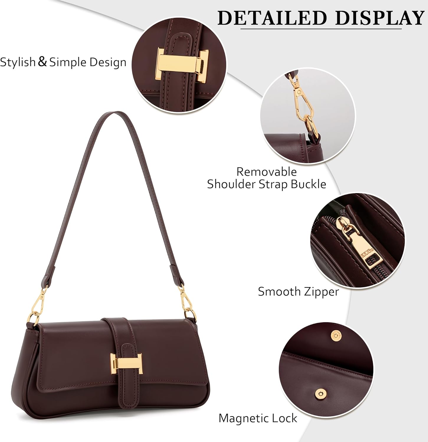KKXIU Shoulder Bag for Women, Small Handbag Hobo Purses, Retro Clutch Underarm Bag