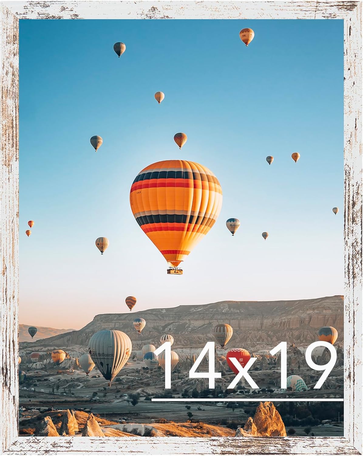 14x19 Picture Frame Black for Poster Photo Picture, Horizontal and Vertical Formats for Wall Hanging, 14 x 19 Wall Gallery Poster Photo Frame with Shatter Resistant Plexiglass,Rustic White Rustic White 14x19 inch