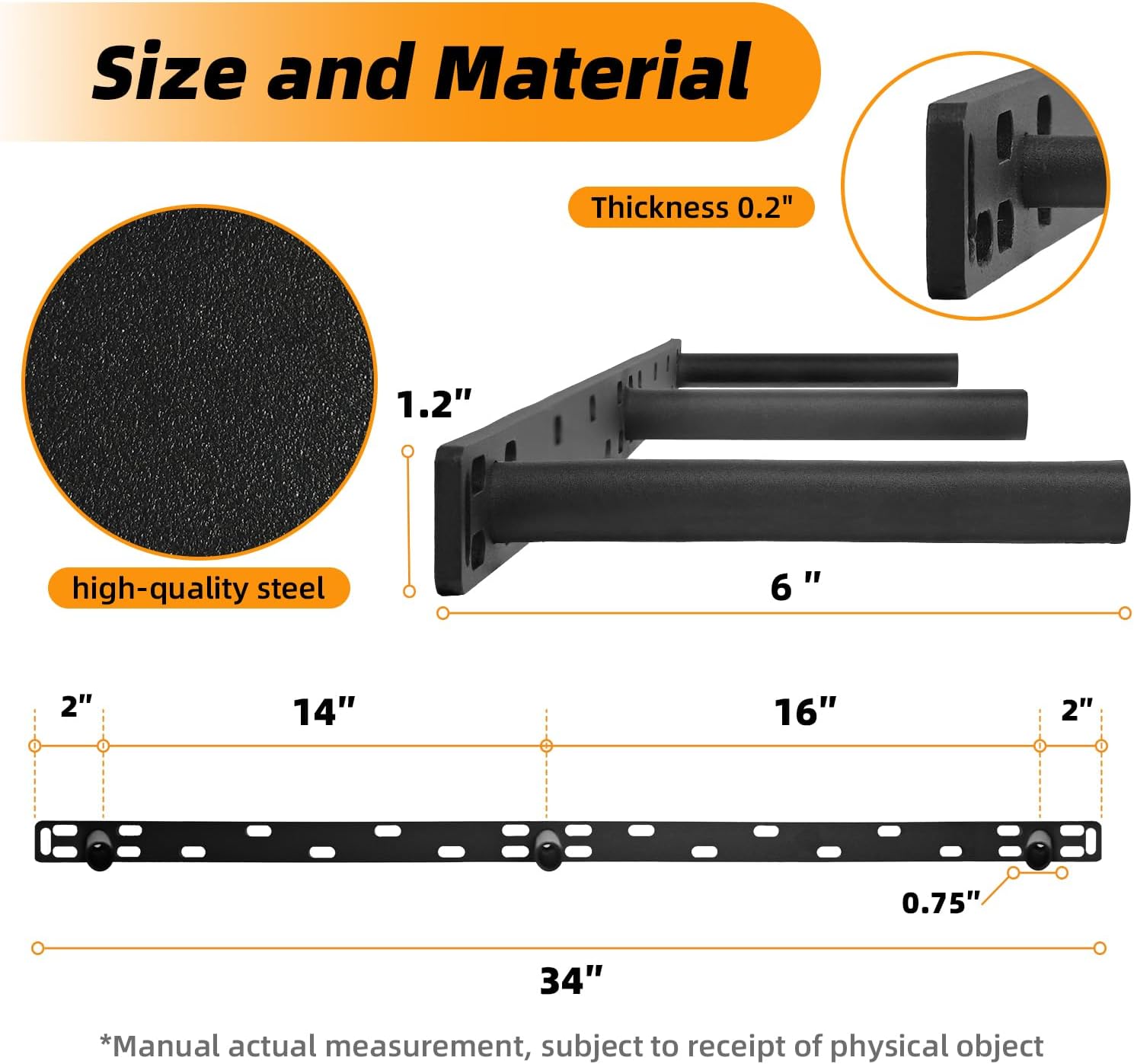 Floating Shelves Brackets 2 Pack Heavy Duty - 34 Inch Hidden Adjustable Mantel Brackets for Wall, 6" Deep Solid Steel with Easy Install Hardware Kit for Fireplace, Living Room