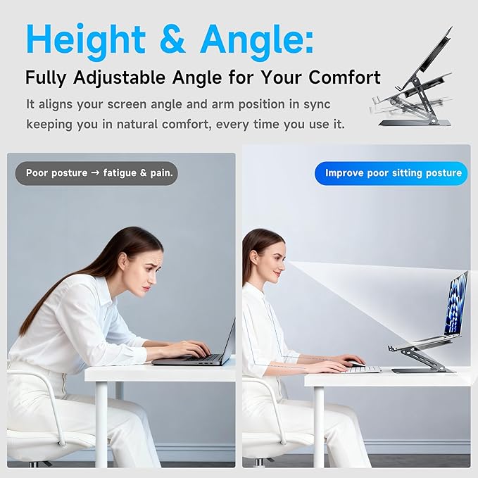 Soporte para Laptop de Aluminio Ajustable y Plegable - Plateado miniatura 3