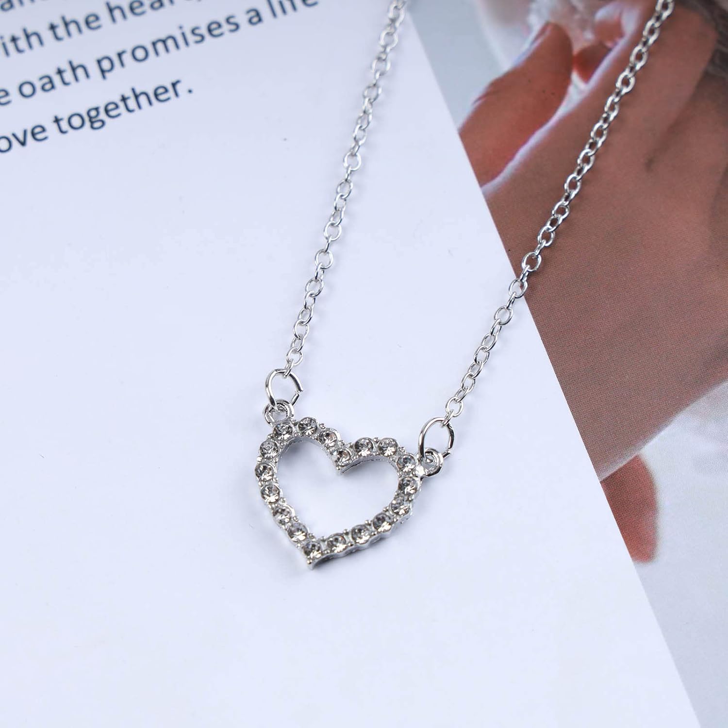 Bohemian Crystal Heart Pendant Necklace Gold Cz Hollow Heart Choker Necklace Paved Cz Heart Necklace Rhinestone Love Heart Charm Necklace Jewelry for Women and Girls Gifts - Image 2