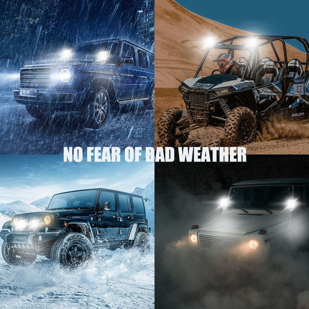 WINBANG LED Light Pods, 4 inch 126W Square LED Work Light, 12V 24V Spot/Flood Off Road Lights,Fog/Driving Lights for Boat Truck Pickup Golf Cart SUV ATV UTV Snowblower (10 Pack)