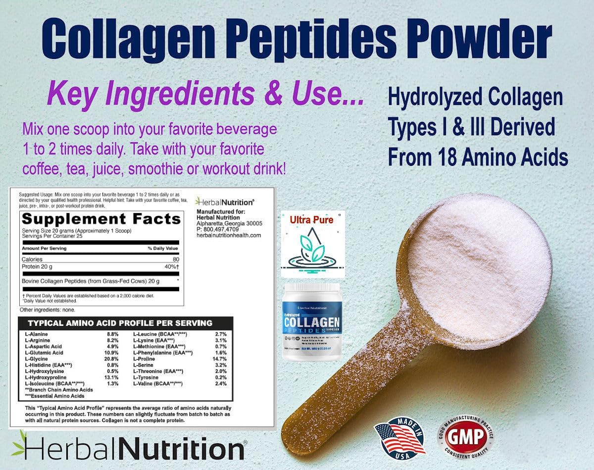 Ultra Pure Collagen Peptides Powder Hydrolyzed Proteins are Vital Proteins for Skin Hair Nails and Joint Health, Keto, Paleo Friendly, Non-GMO, Gluten Free, 25, 20mg Servings, 1 Container