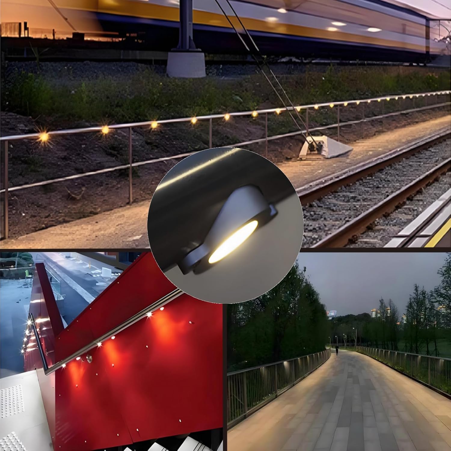 LED Railing Light - Flat Surface‌, 1W 12V DC, Recessed Rail Lights, IP65 Waterproof, Horizontal Curved Convex Plane Step Stair Handrail Lighting,Warm White 3000K (1 Pack)