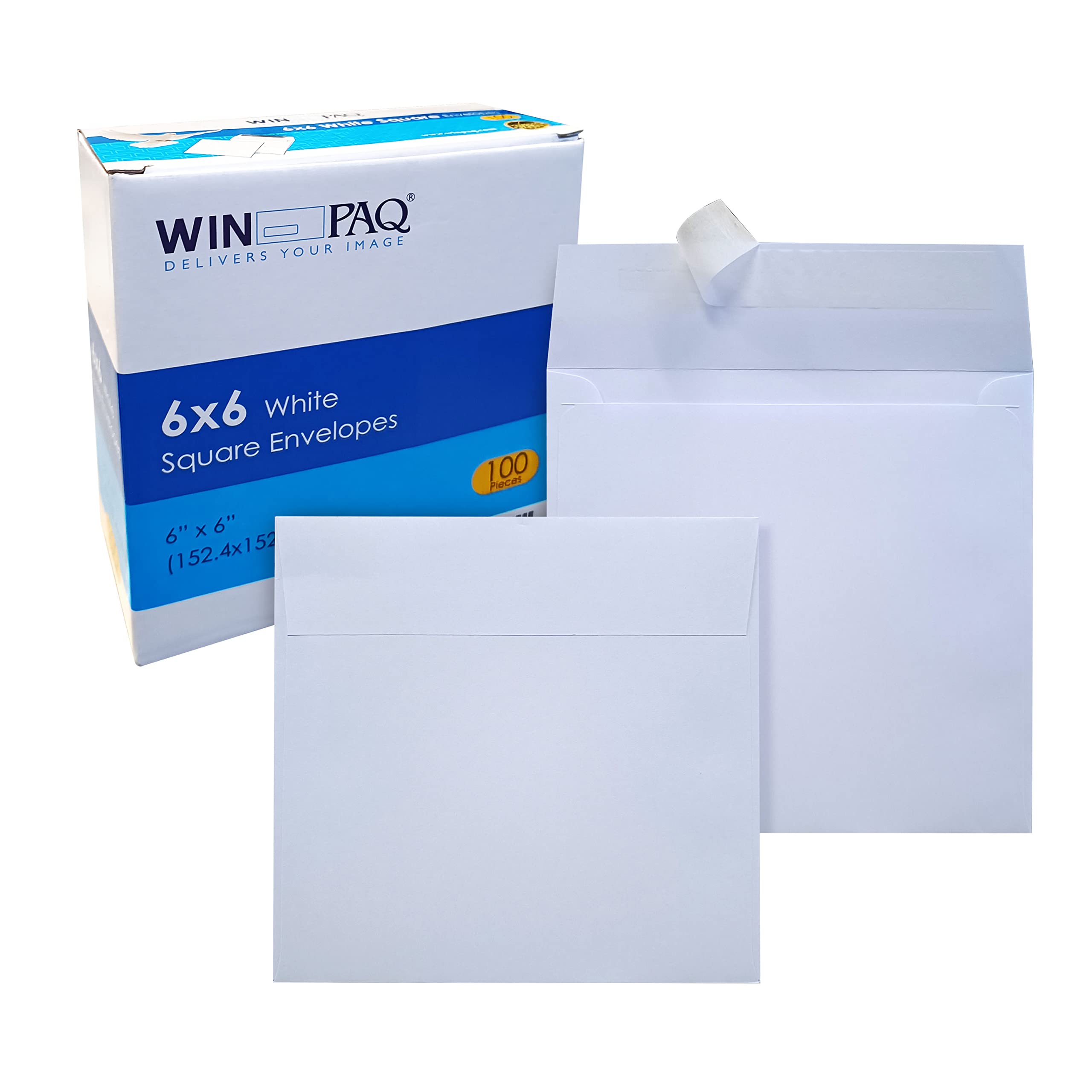 WIN PAQ 6 x 6 Square Envelope, 70lb White, Peel and Seal (100 counts ...