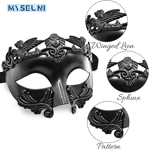 Miniatura 4 de Máscara de baile de máscaras para parejas, máscara de hombre griego romano y metal veneciano para mujer, máscara para baile de máscaras, Mardi Gras
