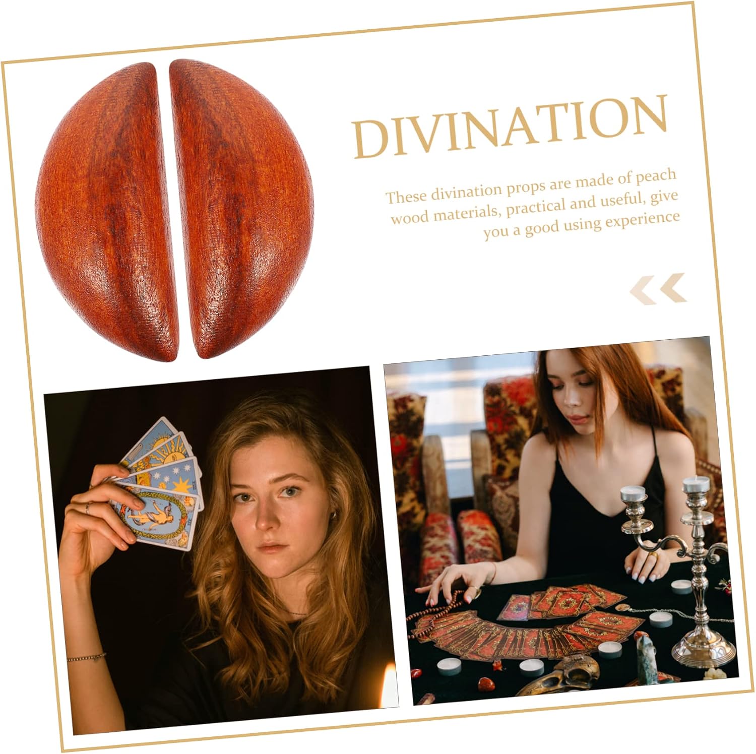 Alipis Holy Cups 1 Pair Peach Wood Yin Yang Divination Cups Retro