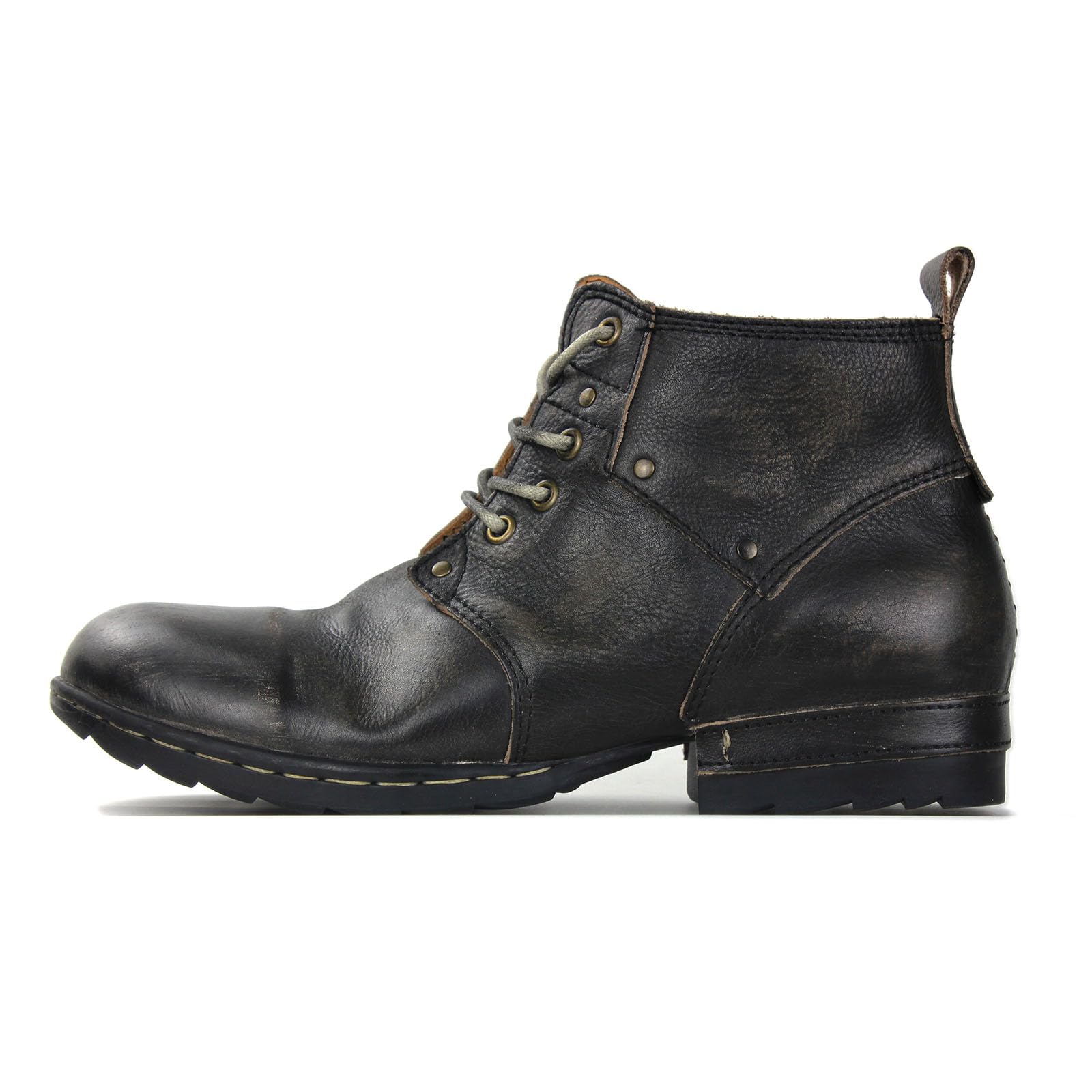Uomo Grippy Black Iron Piece Toe-tipped Design Chukka Boots Lace-up Motorcycle Casual Leather Dress Ankle Boot for Men Fashion 6015-3-A-R