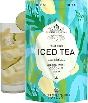 Harney & Sons Organic Green with Coconut, Fresh Brew Iced Tea, 15 Count