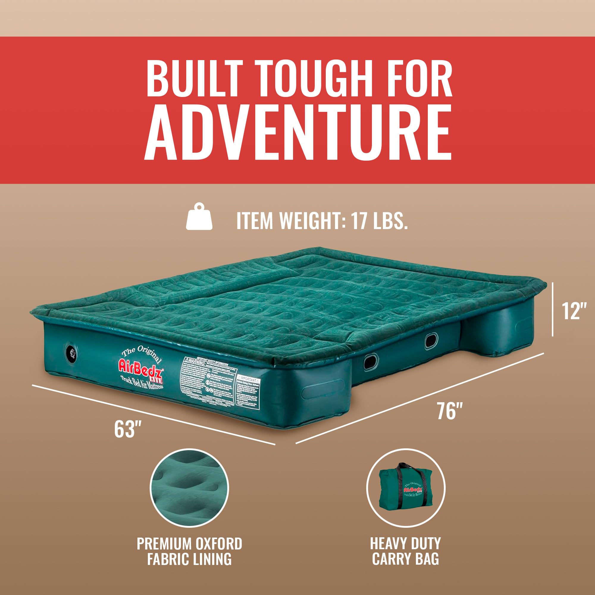 Pittman Outdoors AirBedz Lite PPI PV202C pełny rozmiar, krótki 15-16,5 cm materac dmuchany z pompką przewodową DC (180 x 150 cm napompowany), zielony, pełnowymiarowe łóżka