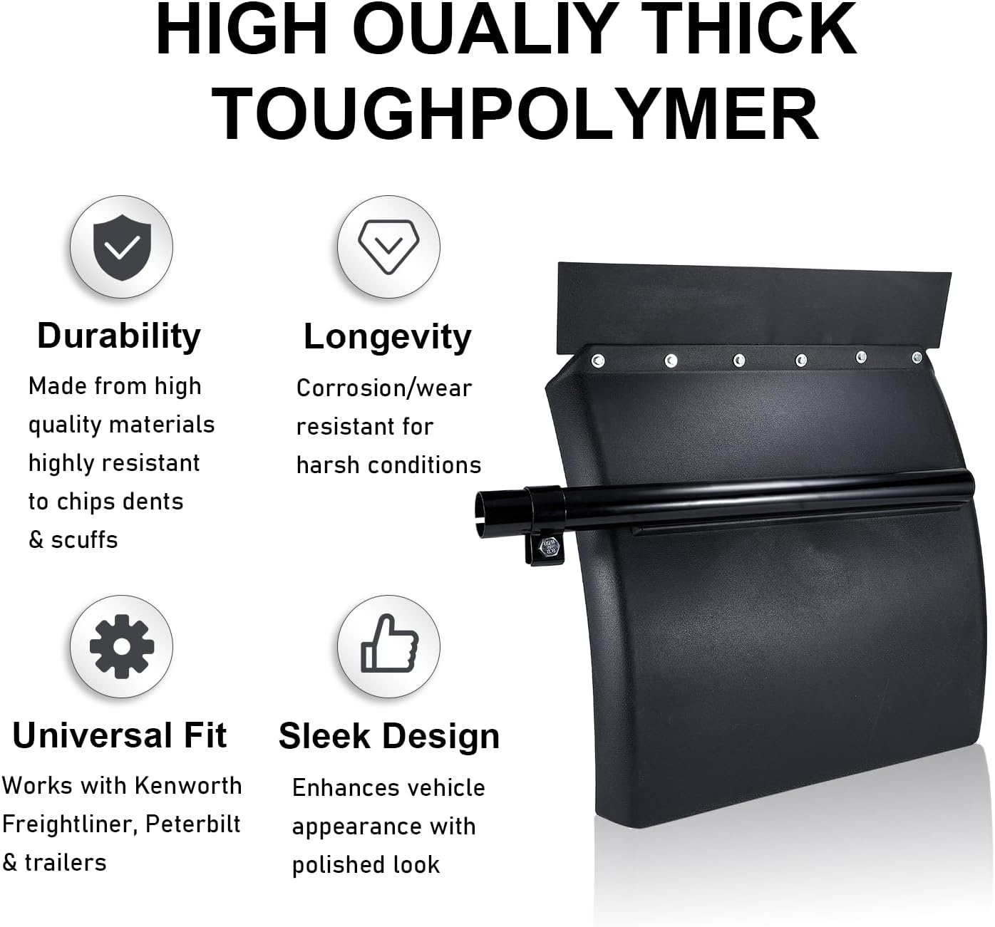 24" x 24" Semi Truck Fenders Fenders with Tube Bracket and Mounting Hardware Fit for Freightliner Kenworth Volvo Peterbilt Mack International (Set of 2) (Style-1)