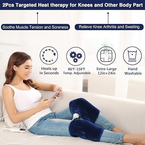 Miniatura 5 de Almohadilla térmica para rodilla, 2 unidades, manos libres, almohadilla térmica para rodilla, 86  158  temperatura ajustable, apagado automático de