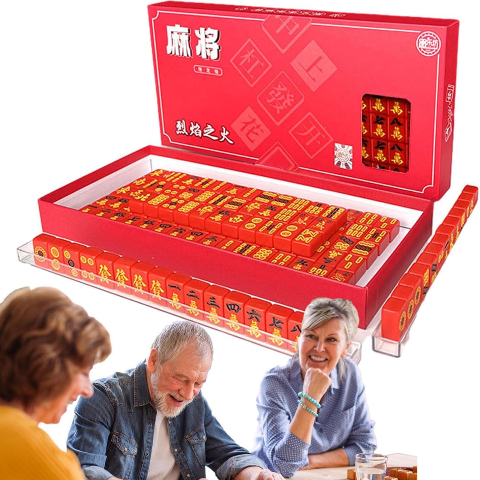 ppARK Mahjong Mahjong-Set in Reisegröße, Mahjong-Brettspiel-Set, traditionelles chinesisches Mahjong-Spielstein für Erwachsene, Familien-Reisespiel Mahjong Spiel