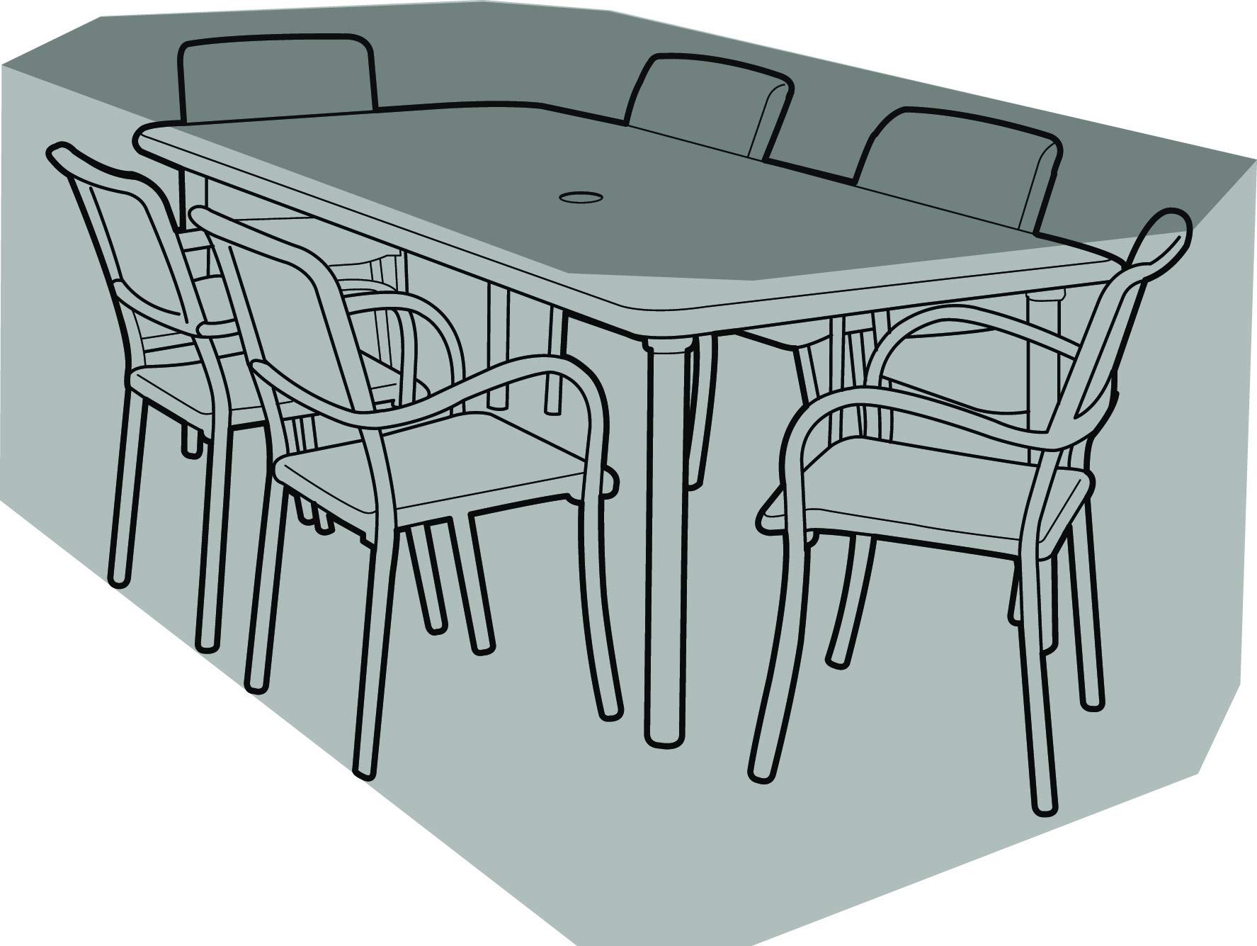 Garland 6 Seater Oval Furniture Set Cover - Woven Polyethylene - UV & Weather Protection - Locking Drawstring - H89 x W270 x D180cm