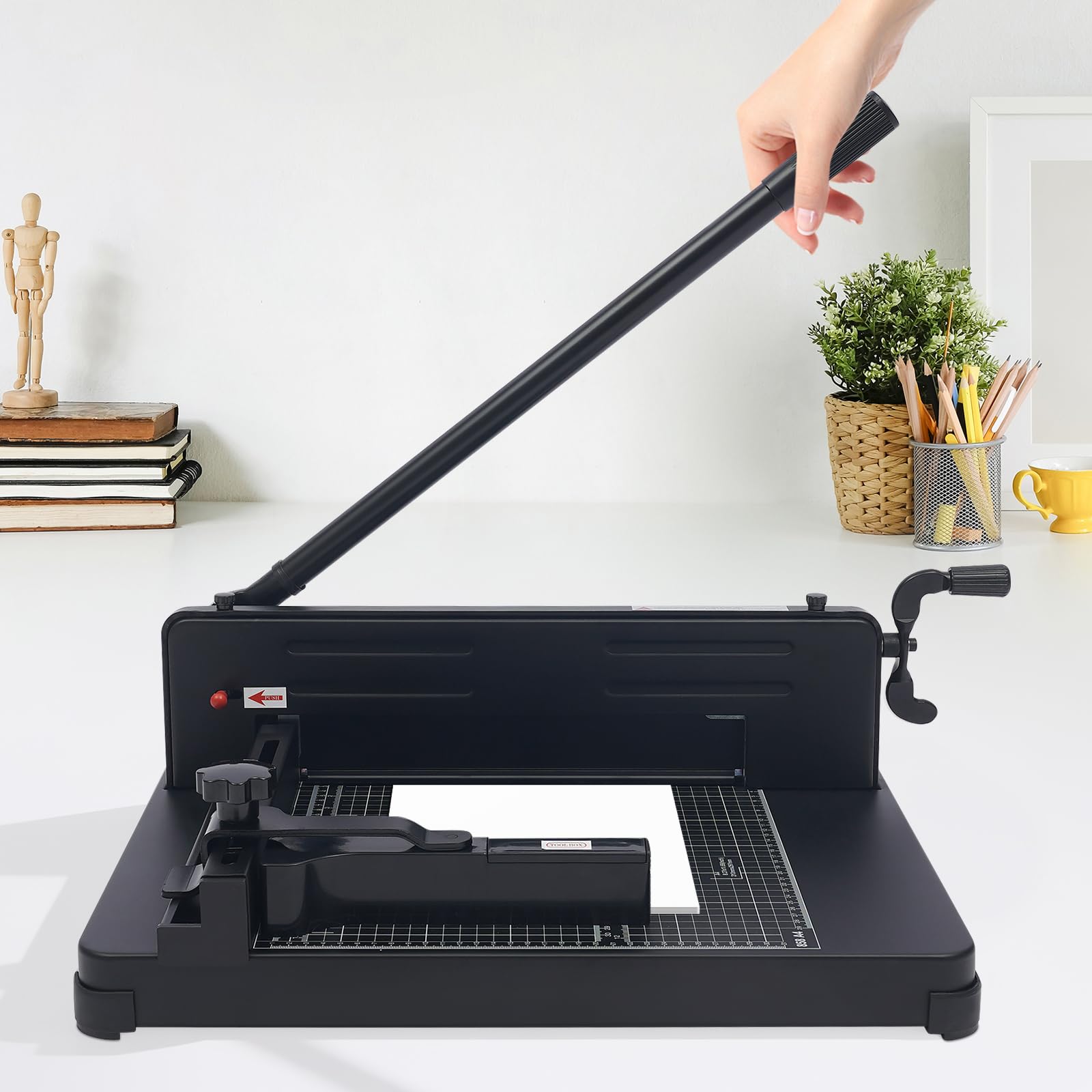 A4-Papierschneider aus Metall, A4 Manuelle Hebelschneider Papier bis zu 400 Blatt Papier, Hoher Präzision Schneidemaschine Mit Schutzvorrichtung, 12,4 Zoll Schnittlänge für Fotos Papiers