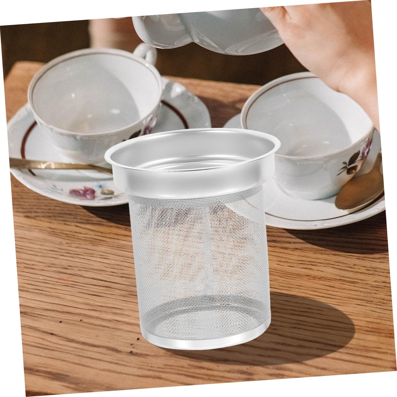 Edelstahl Teesieb für Losen Tee mit Feiner Struktur Langlebiger Filter für Teekanne und Tasse Praktisches Tee Ei Zubehör für Zuhause Spülmaschinenfest