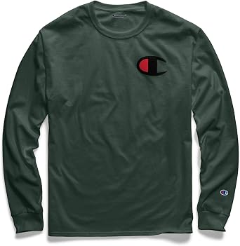 Champion Mens Classic Long Sleeve Tee, Big C Logo