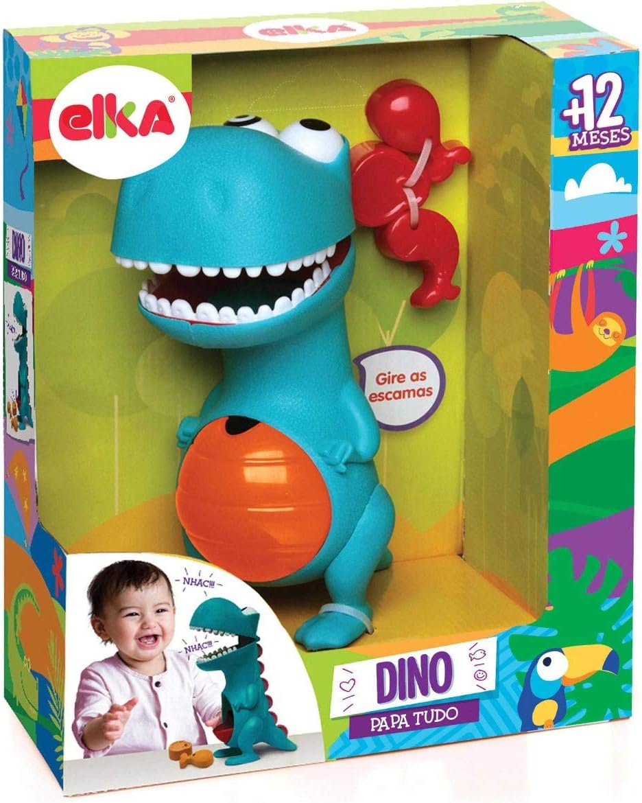 Brinquedo para Bebe Dino Papa Tudo com Acessórios, Elka, Multicor