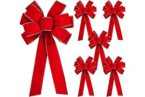 6 PCS Christmas Outdoor Red Bows