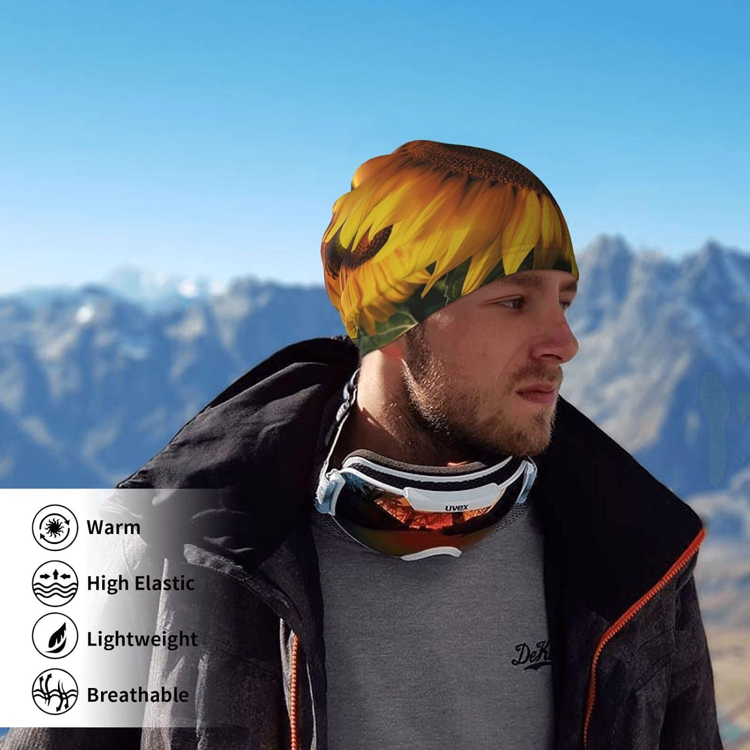 Winter Neck Warmer for Men Women, Sunflowers Flower Neck Gaiter UV Sun Protection Face Mask Windproof Cold Weather Face Cover Thermal Ski Mask Scarf for Outdoor Sports Bandana