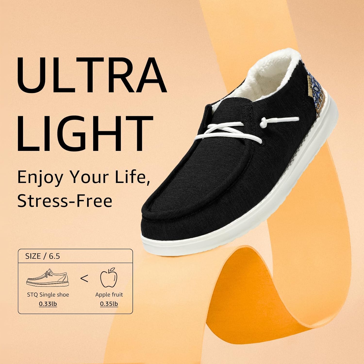 STQ Women's Slip on Loafers丨Orthopedic Comfotable Fur Lined Ultralight Boat Casual Shoes with Arth Support - Image 7