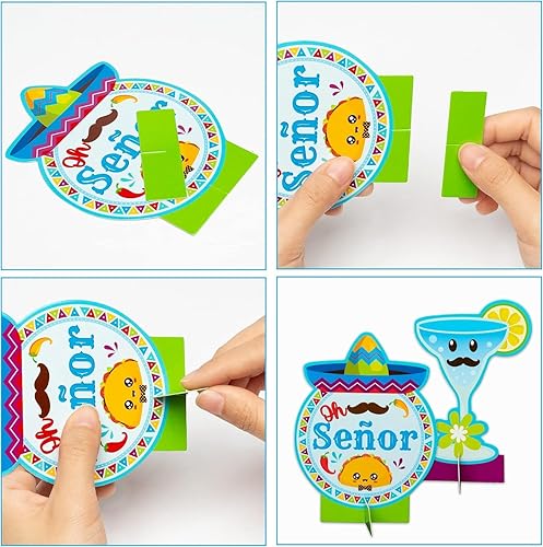 Miniatura 5 de Haooryx 12 piezas Taco Bout A Boy Centro de mesa de panal de abeja para revelación de género, decoración de baby shower, decoración mexicana de