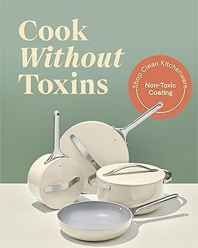 Caraway Non-stick Ceramic Cookware Set (12 Piece) Pots, Pans, Lids and Kitchen Storage - PFAS & PFOA Free - Oven Safe Pan Set & Compatible with All Stovetops - Sage