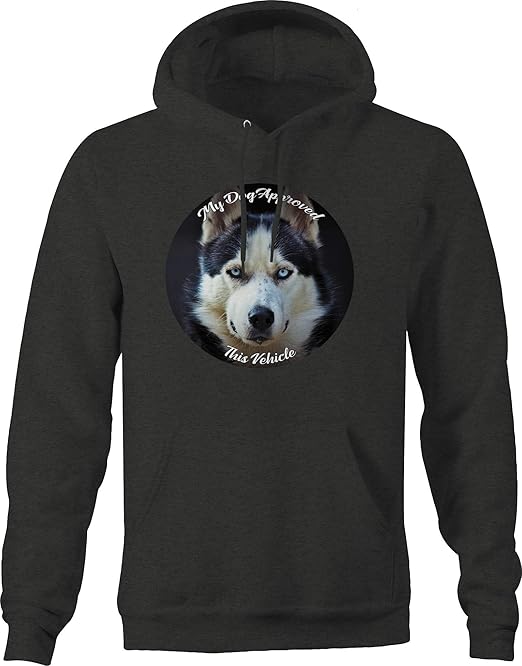 My Dog Approved Husky Hoodies for Men Dark Gray Clothing