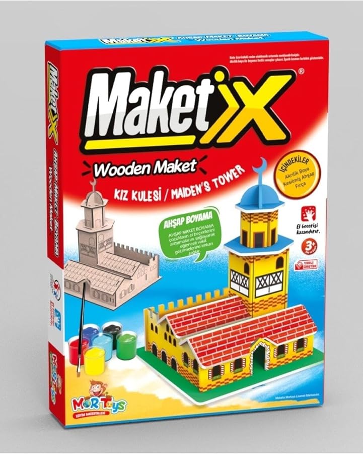 Kız Kulesi Modeli Ahşap Maket Boyama Seti