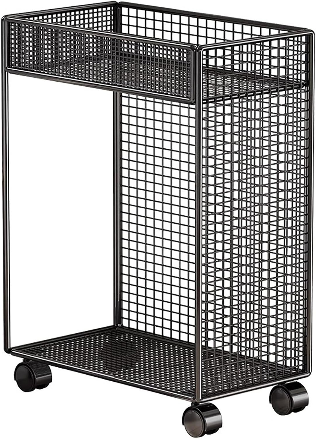2-Tier Mobile Rolling CPU Holder, CPU Stand Computer Cart Side Stand for Computer Desk,Floor PC Tower Stand for Home Office(Black)