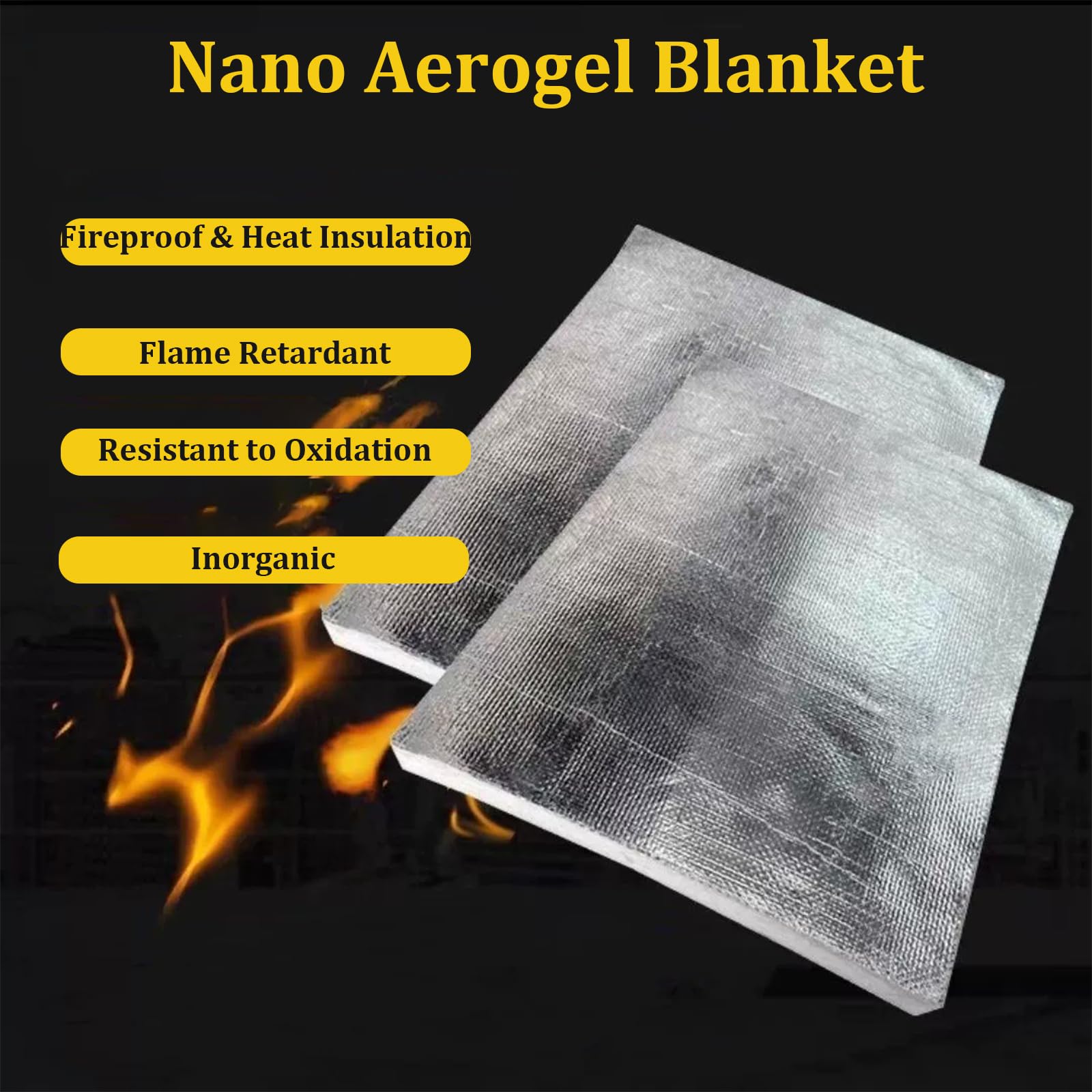 1200F Feuerfeste Isolierdecke, Nano-Aerogel Matte mit Aluminiumfolie, Hohe Temperaturbeständigkeit/Isolierung (50X50cm(19.6x19.6in),Thickness: 3mm)