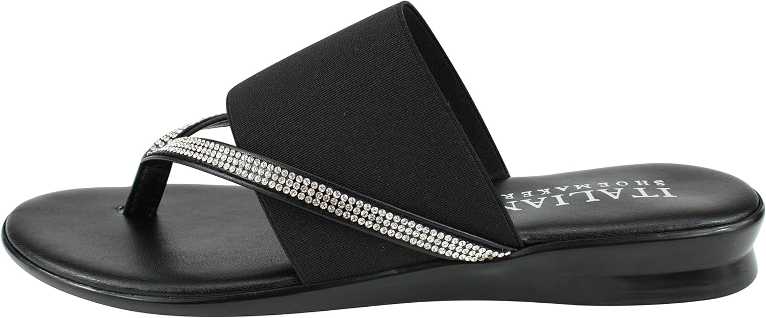 ITALIAN Shoemakers Sorbi Womens Flip Flop Slide Sandals - Dressy Shoe for Women Low Wedge Comfort Heel