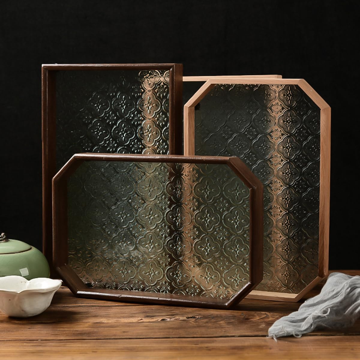 カフェ一式！おまけもいろいろ！大皿、ガラス食器、木製トレイなどなど