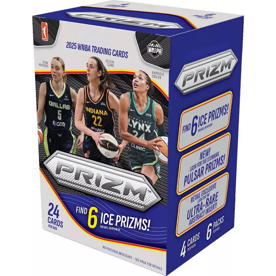 Prizm 2025 Boîte de basketball WNBA Blaster pour femme avec 24 cartes à collectionner + 6 toploader(s) et aimant StreetCards