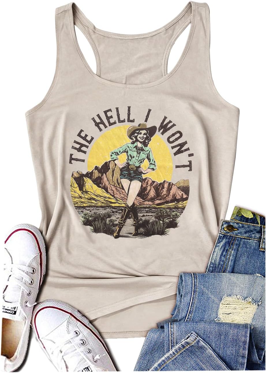 Graphic Tees for Women Summer Tank Tops Vacation Outfits for Women Country Concert Tops Summer Racer Back Tank Tops