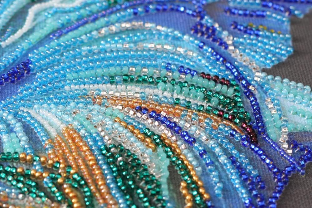 Bead Embroidery kit on Art Canvas Blue Gold. Abris Art DIY Beadwork kit Embroidery Pattern