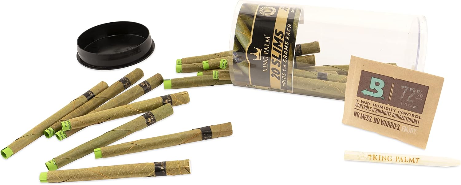 King Palm Slim Size Cones - (20 Rolls Total) - Natural Pre Roll Palm Leafs - Pre Rolled Cones - All Natural Cones - Corn Husk Filter - Preroll Cones - Cones with Filter - Organic Cones