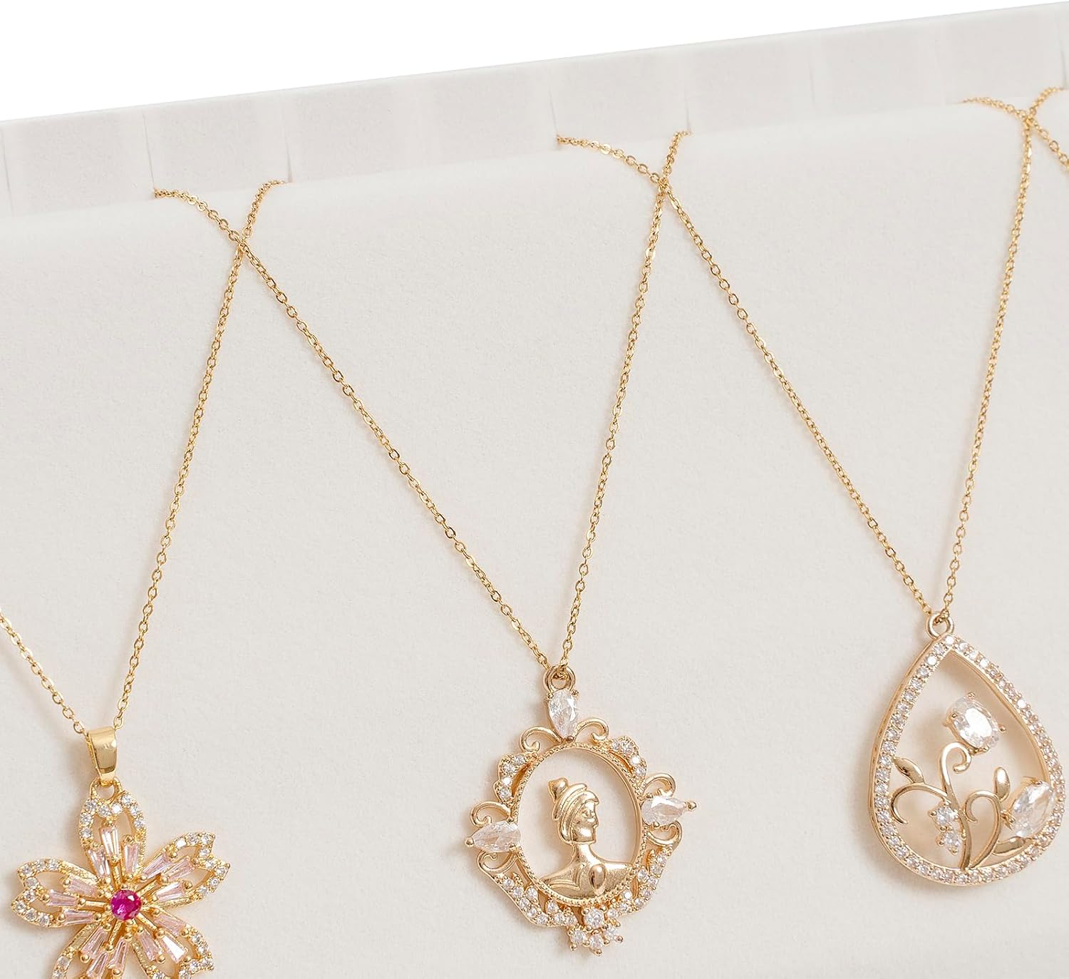 Necklace Holder, 3 Tier Necklace Organizer Stand with White Velvet, Wood Necklace Display Stands for Selling, Jewelry Display Stand for 72 Necklaces Bracelets (Brown) - Image 3