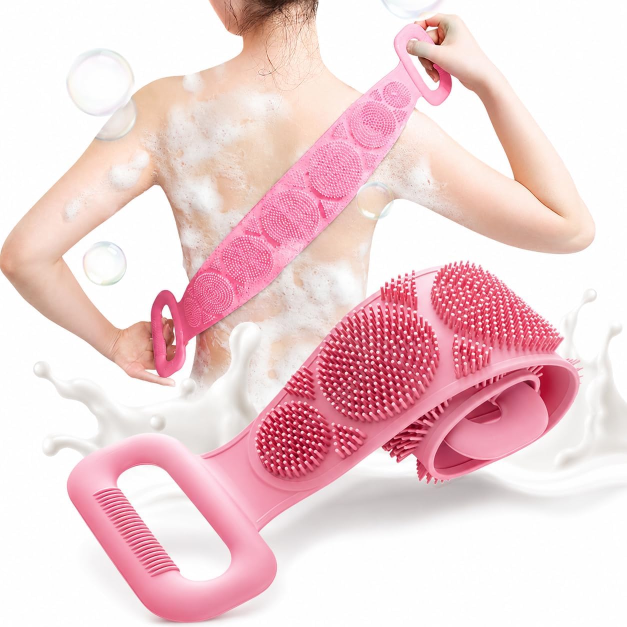 II Silicone Body Back Scrubber, Double-Sided Exfoliating Bath Brush | Deep Cleansing & Massage Belt for Shower & Dead Skin Removal (Medium)-image-17
