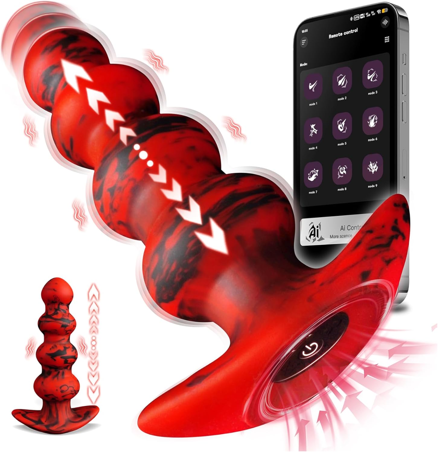 Thrusting Anal Beads Butt Plug, Anal Vibrator Anal Toys with APP Control