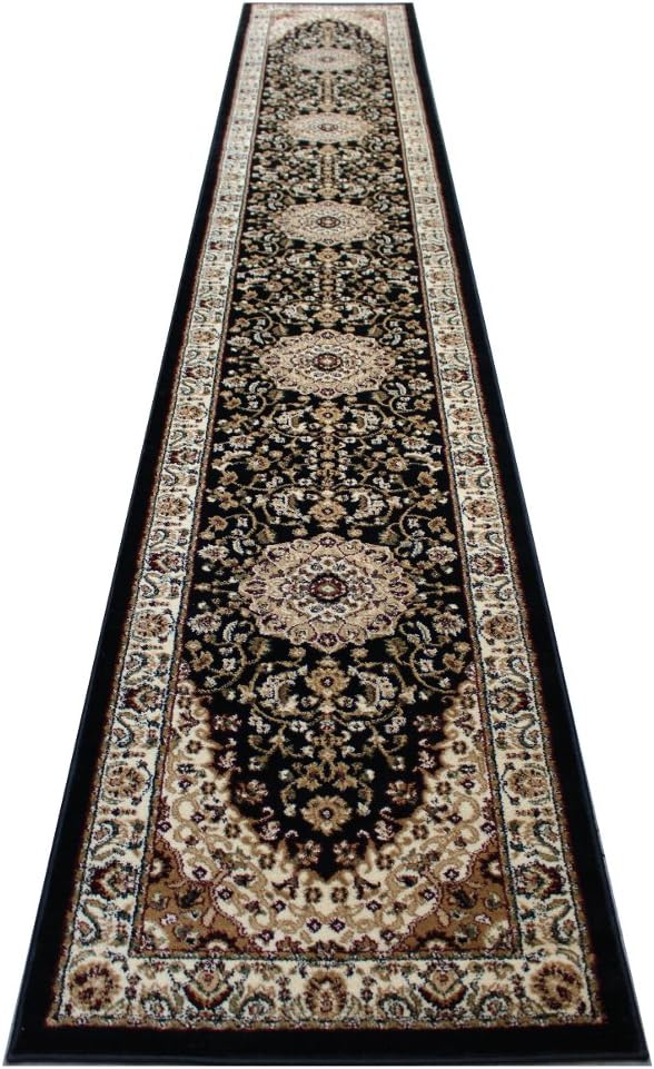 Bellagio Traditional Area Rug Runner 32 Inch X 15 Feet 10 Inch Black 401