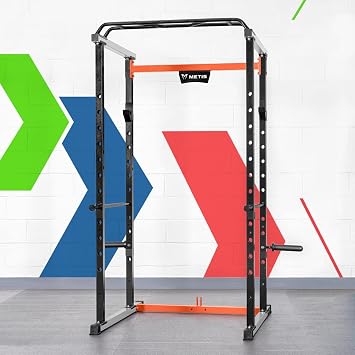 METIS Complete Gym Equipment Set - 1x Power Cage, 1x Olympic Barbell, 1x Weightlifting Bench, 2X Barbell Locking Clips, 2X 5kg, 10kg, 15kg, 20kg & 25kg