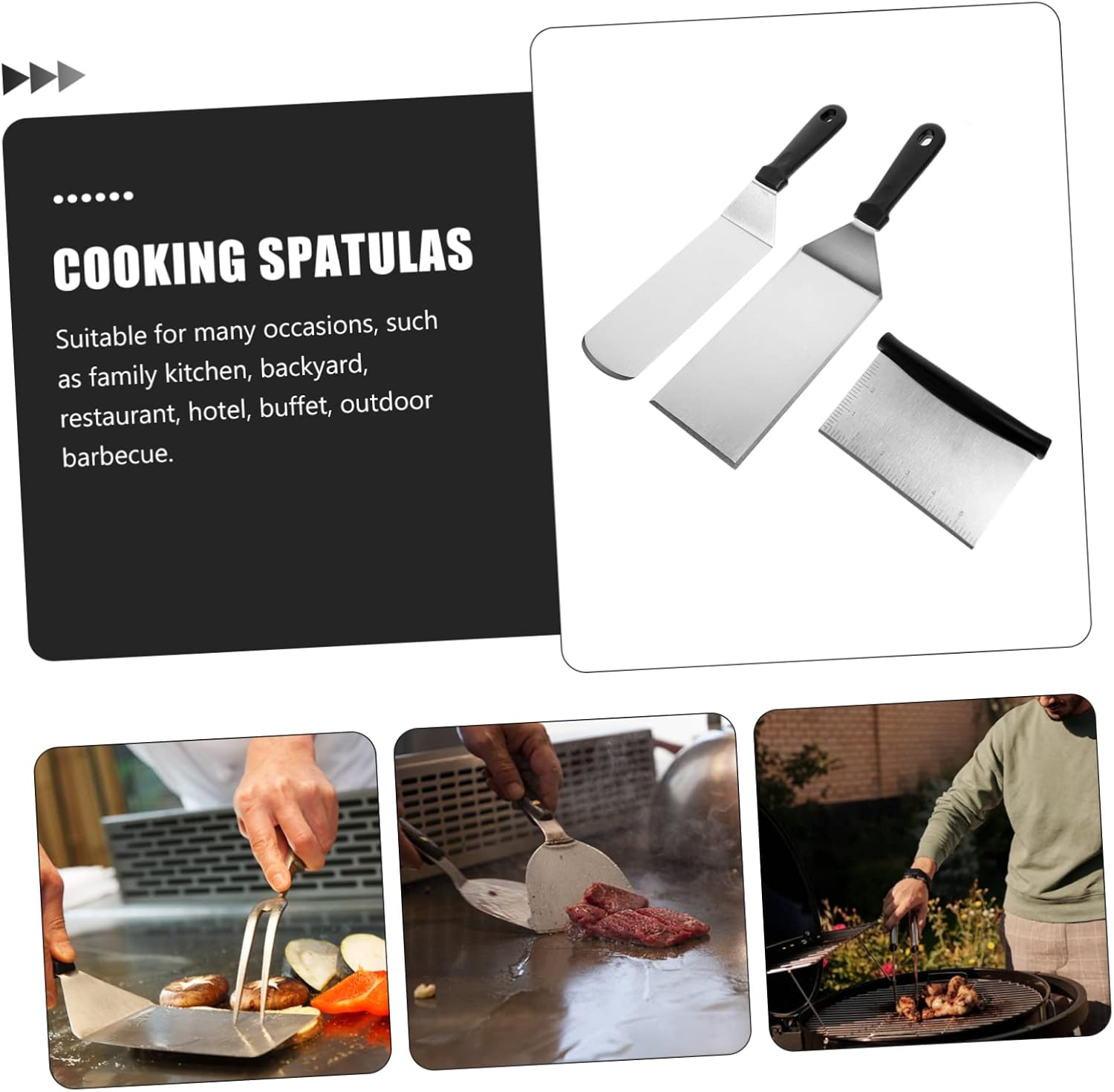 DECHOUS Grill Spatula Pizza Steel Utensils Multi-Functional Steak Frying Spatulas for Home Restaurant