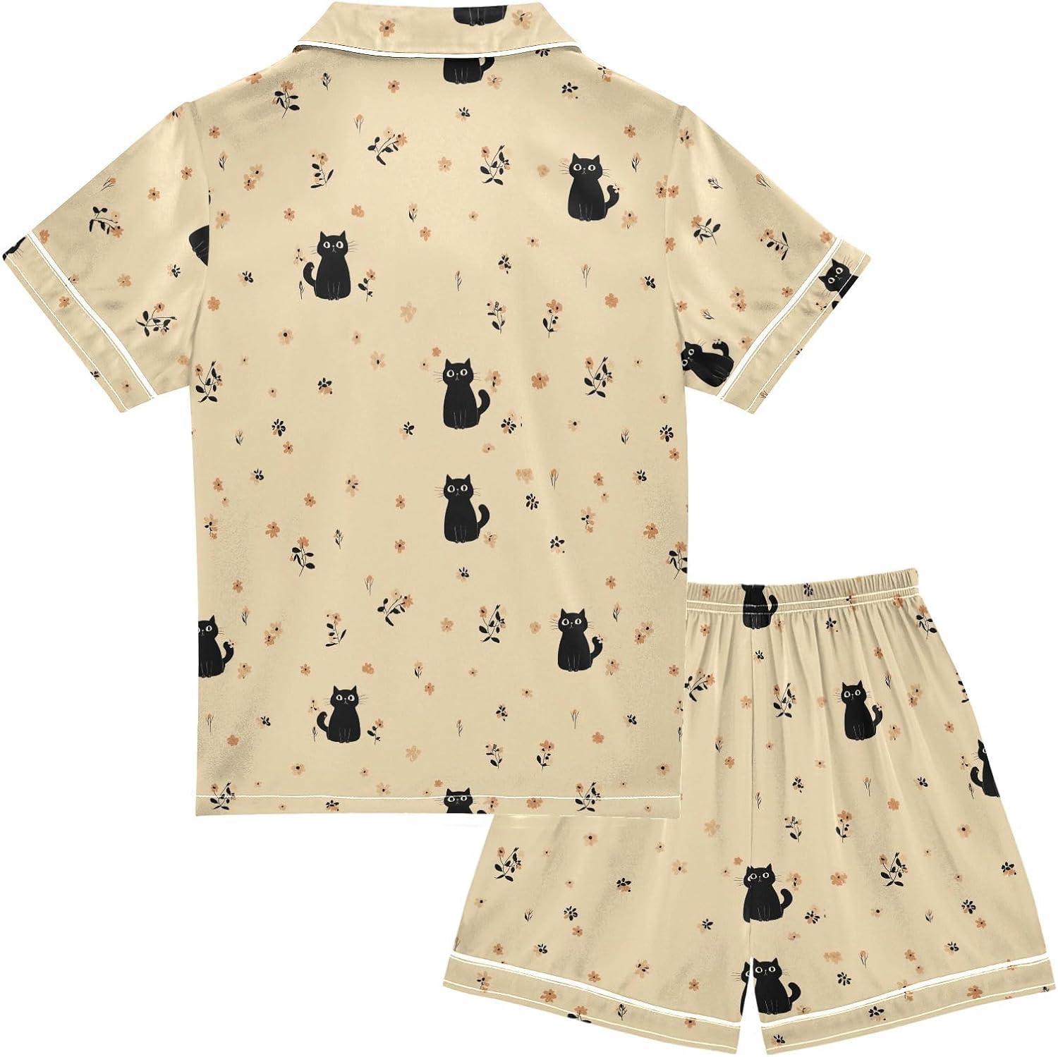 Silk Pajamas Sets Soft Satin 2 Piece Pjs Set Short Sleeve Sleepwear Nightwear