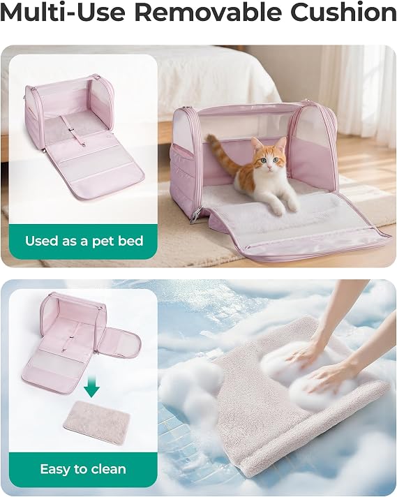 BAGSMART Cat Carrier Soft-Sided Puffy Quilted Collapsible Pet Travel Bag